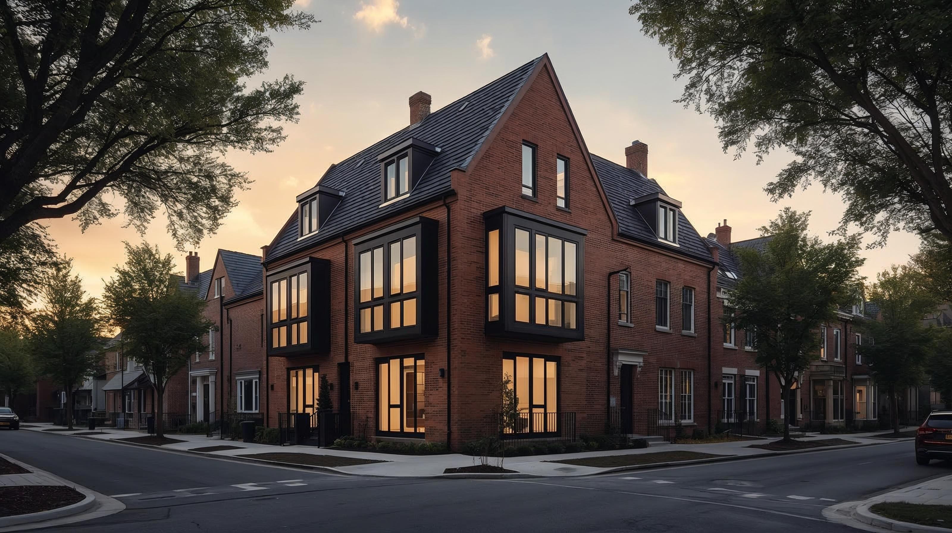 Contemporary infill row homes on an Edmonton residential lot